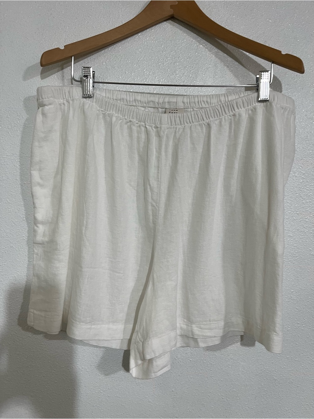 a new day White Elastic-Waist Linen Blend Shorts linen blend XXL NWT